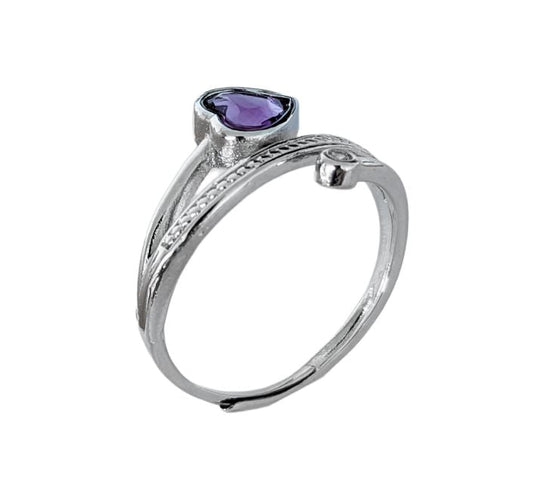 Bague Facettée - Coeur Amethyste AA