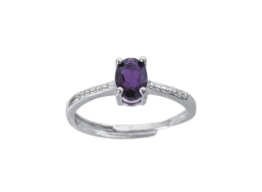 Bague Solitaire - Amethyste AA