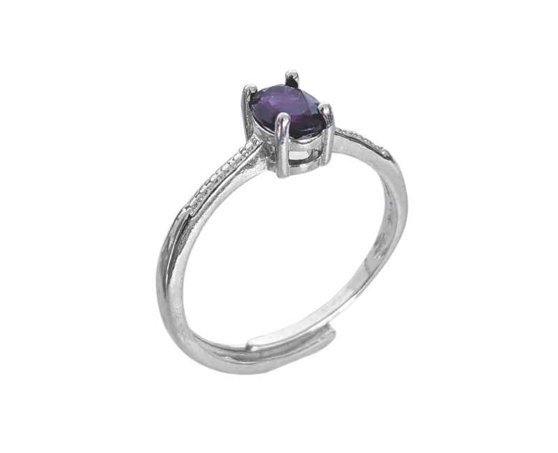 Bague Solitaire - Amethyste AA