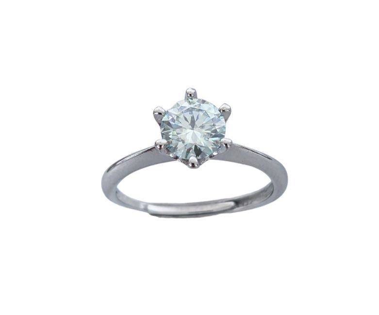 Bague Solitaire Facettée - Moissanite AA