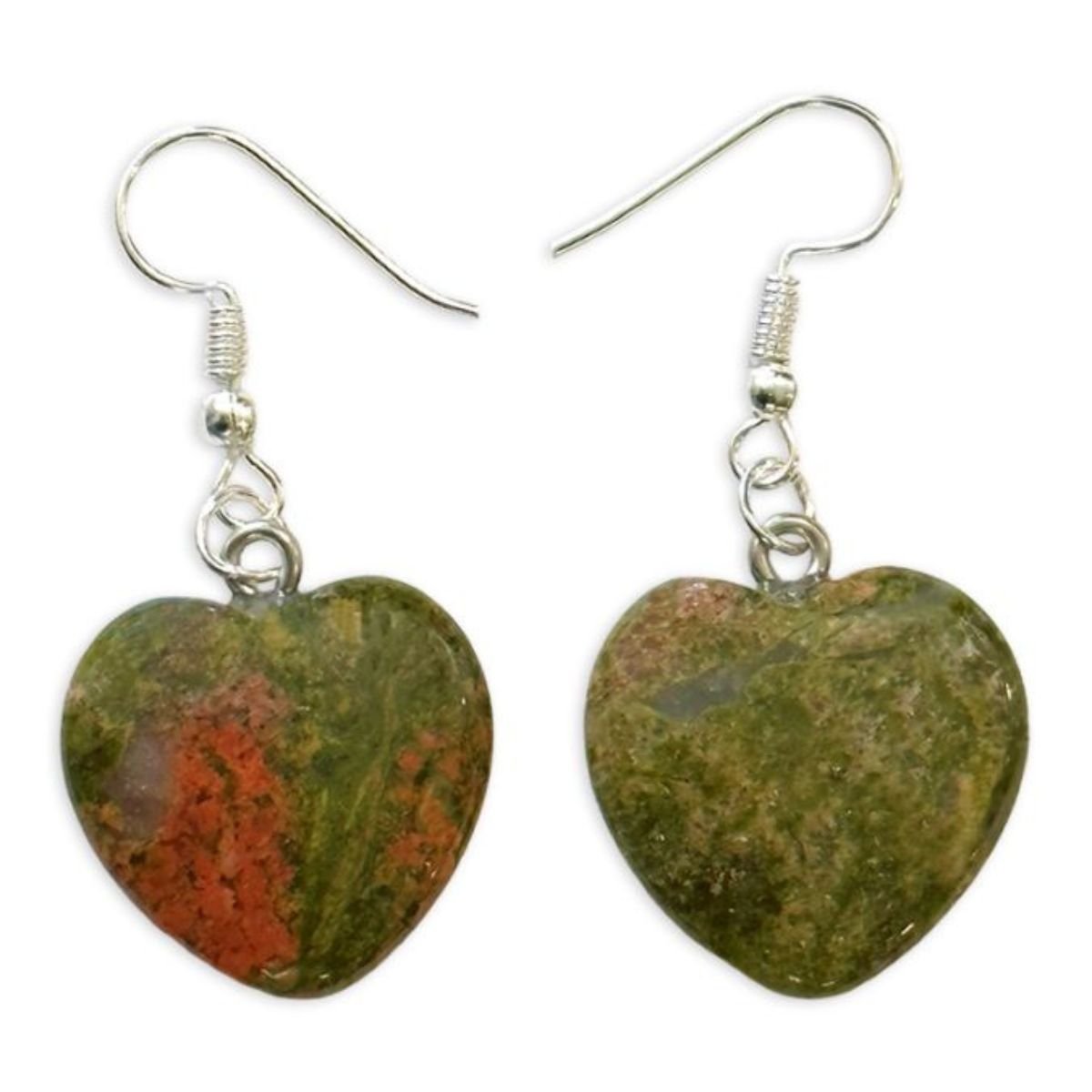 Boucles d'Oreilles Cœur - Unakite