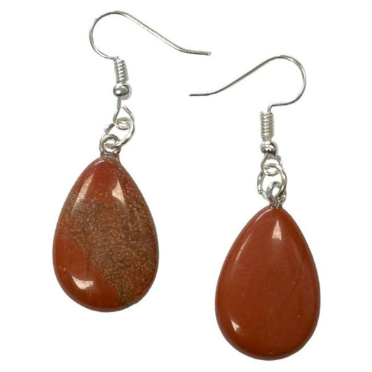 Boucles d'Oreilles Goutte - Jaspe rouge