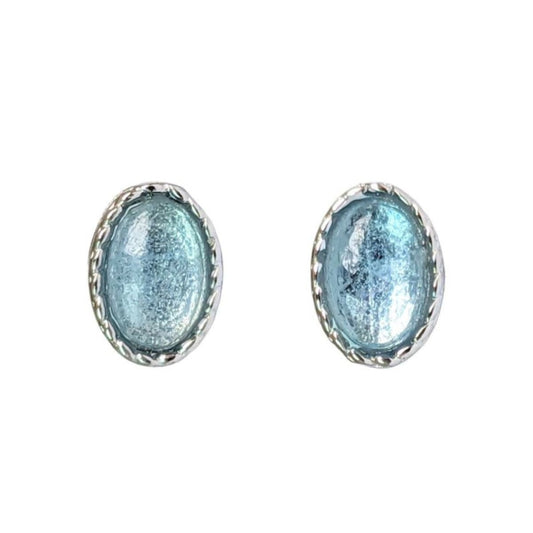 Boucles d'Oreilles Ovale - Aigue Marine AA