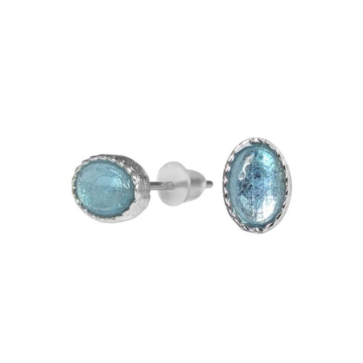 Boucles d'Oreilles Ovale - Aigue Marine AA