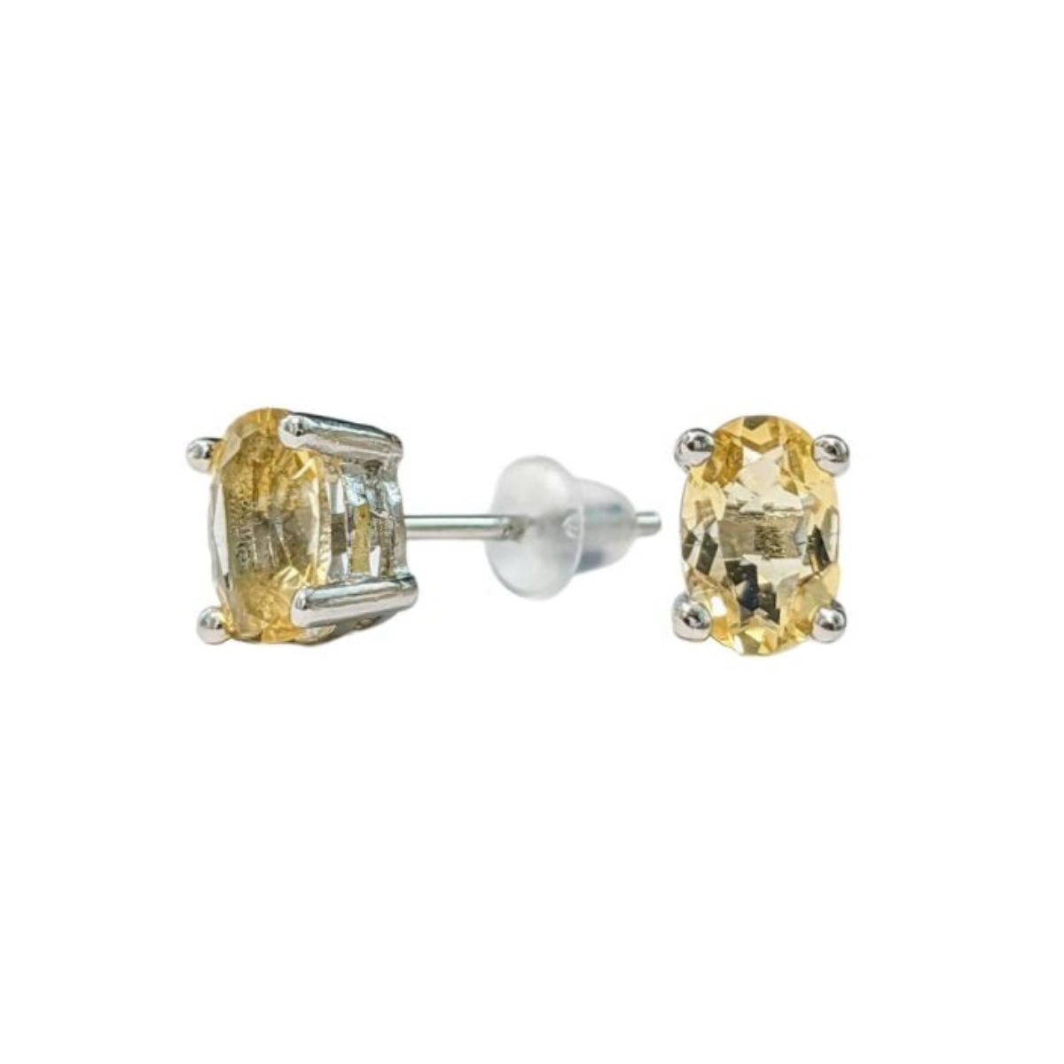 Boucles d'Oreilles Ovale - Citrine Naturelle AA