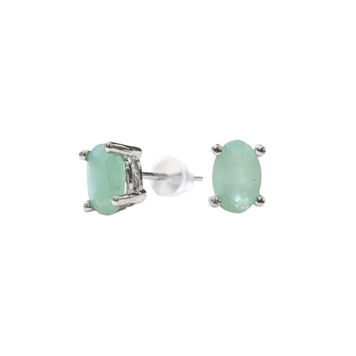 Boucles d'Oreilles Ovale - Emeraude AAA