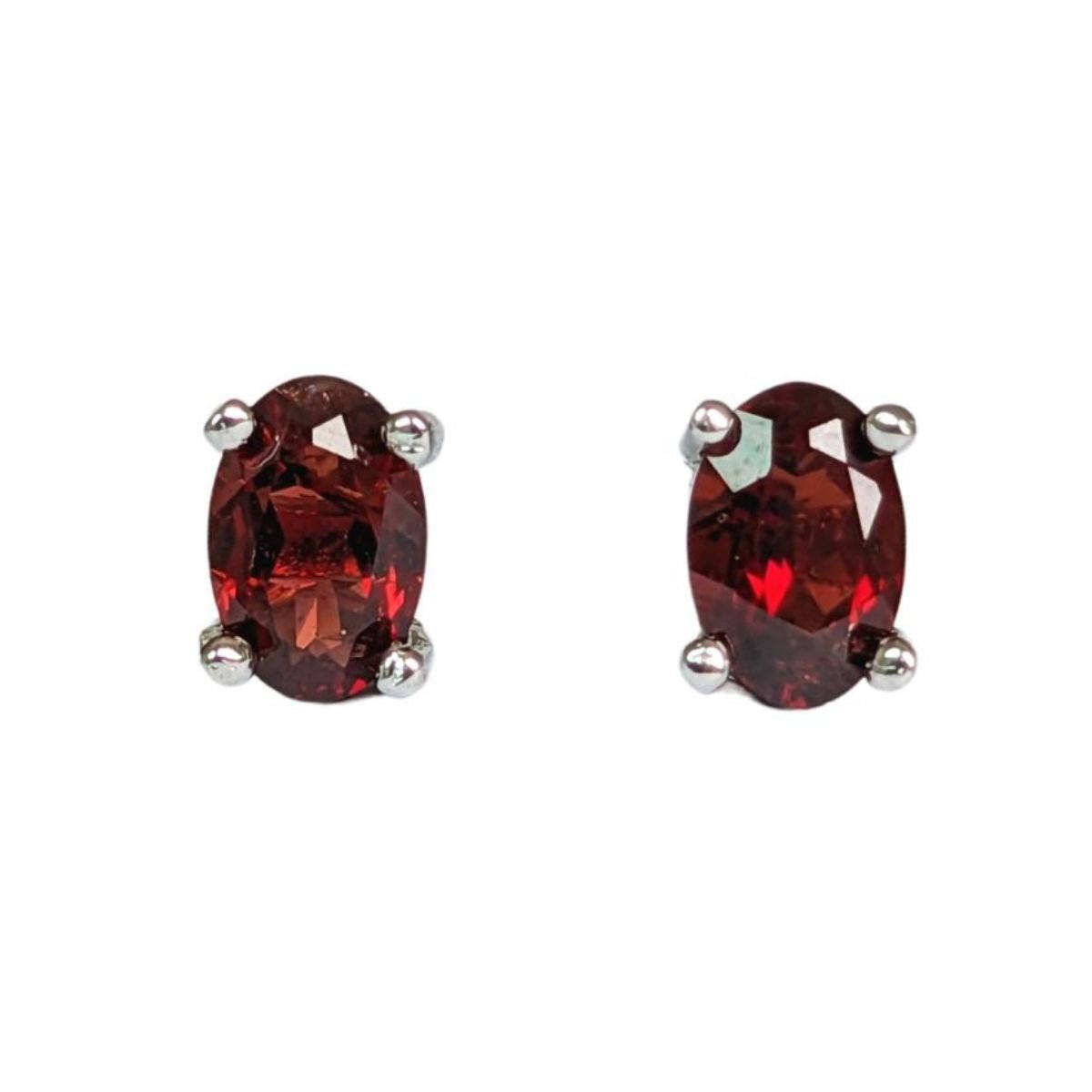 Boucles d'Oreilles Ovale - Grenat Rouge AA