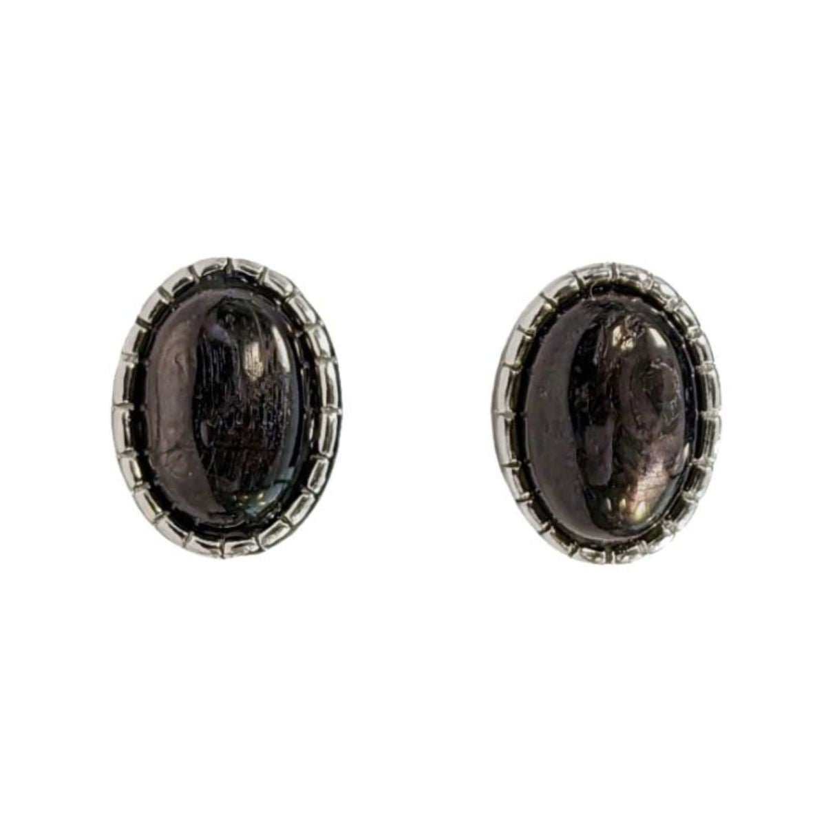 Boucles d'Oreilles Ovale - Hypersthene AA