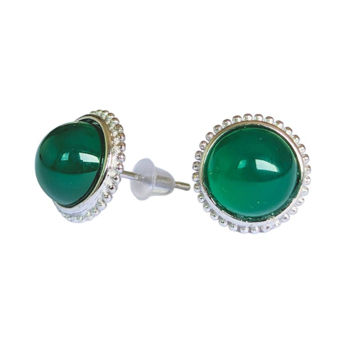 Boucles d'Oreilles Ronde - Chrysoprase AA