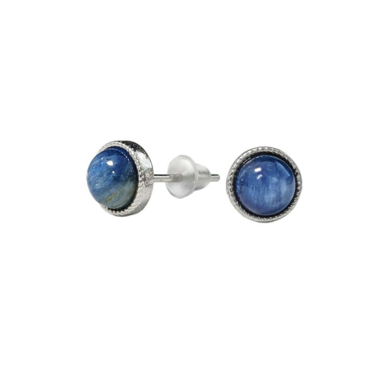 Boucles d'Oreilles Ronde - Cyanite Bleue Naturelle AAA