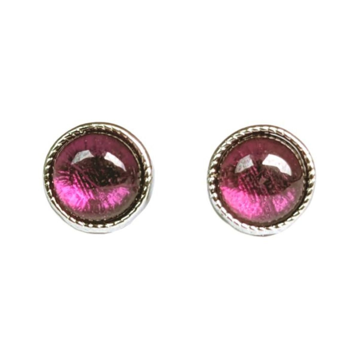 Boucles d'Oreilles Ronde - Grenat Rouge AA