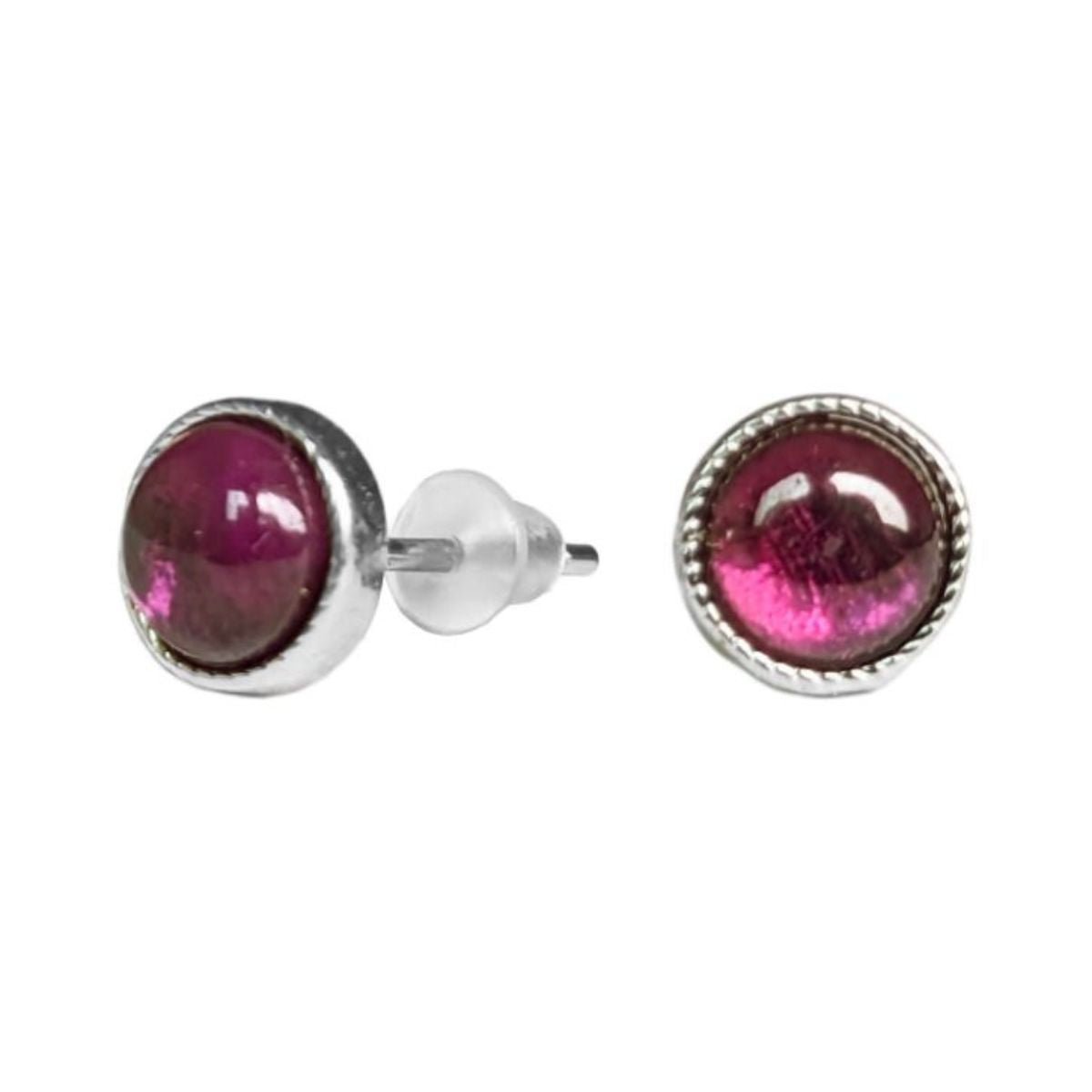 Boucles d'Oreilles Ronde - Grenat Rouge AA