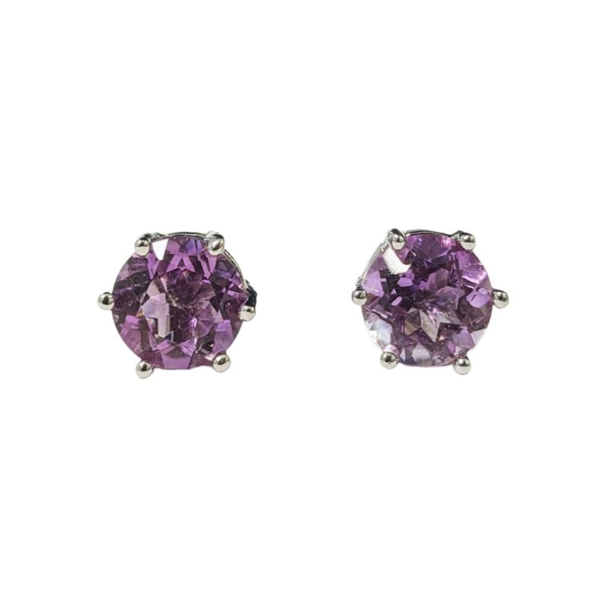 Boucles d'Oreilles Solitaire - Amethyste Facettée AA 7mm