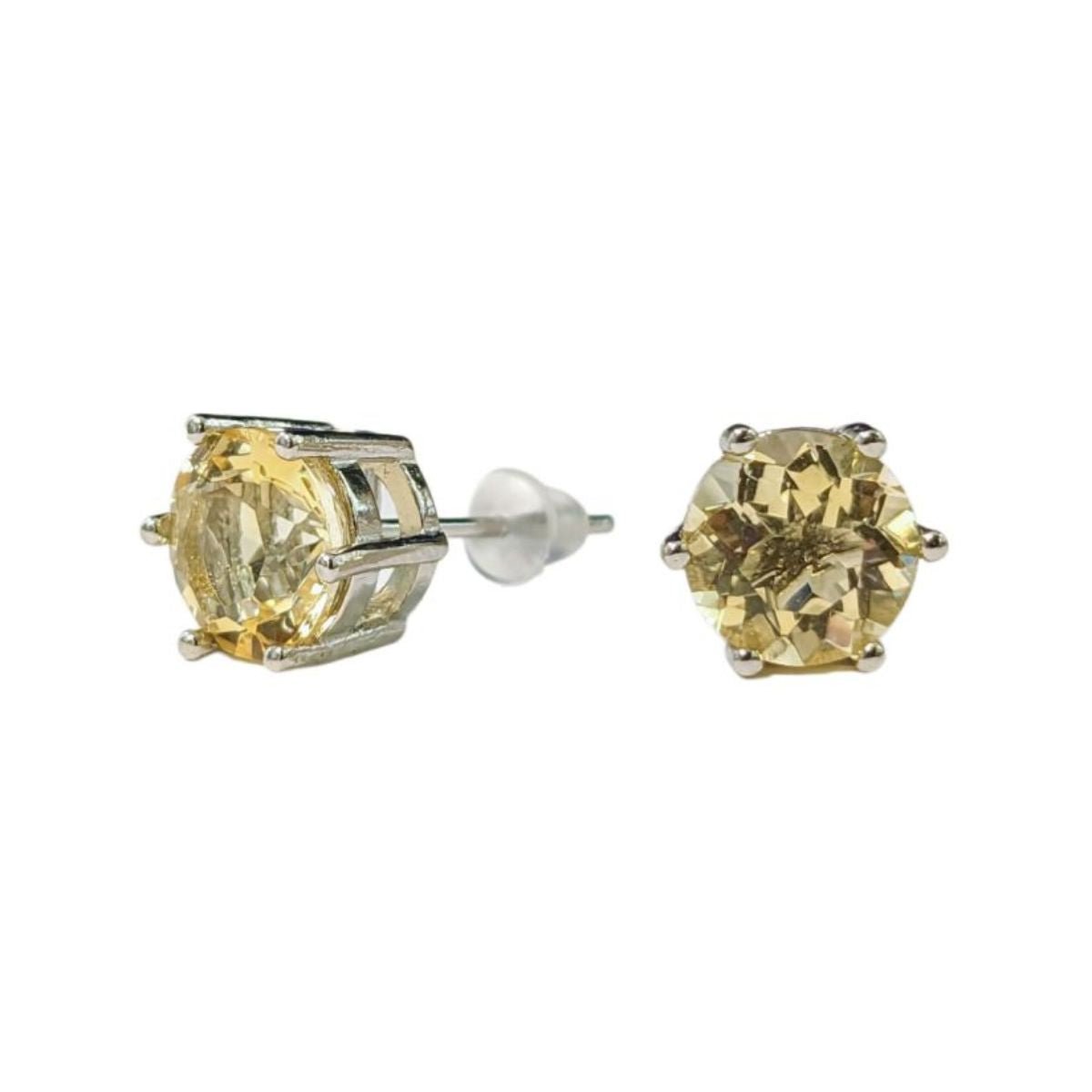 Boucles d'Oreilles Solitaire - Citrine Naturelle AA