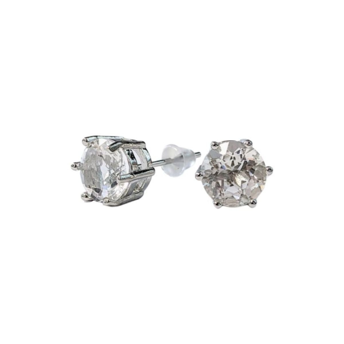 Boucles d'Oreilles Solitaire - Cristal de Roche AA