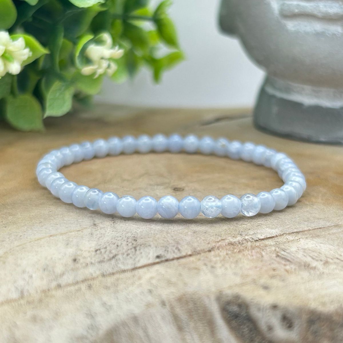 Bracelet 4mm - Calcédoine bleue AA