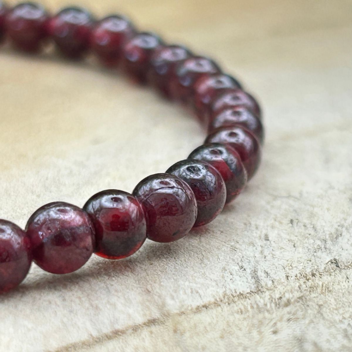 Bracelet 4mm - Grenat Rouge