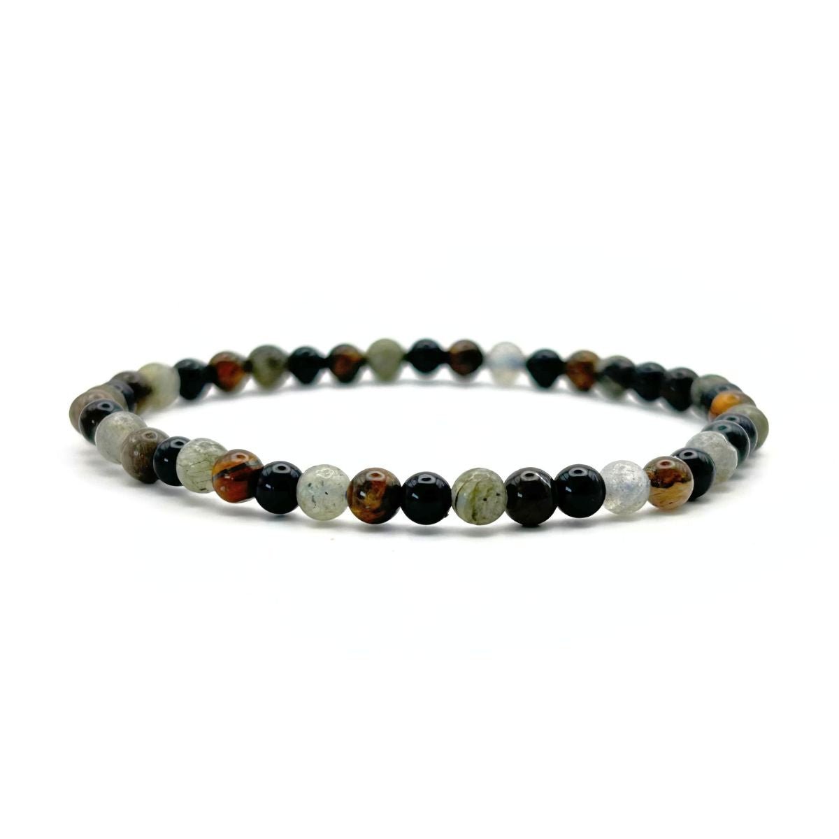 Bracelet 4mm - Labradorite, Œil de Tigre et Onyx