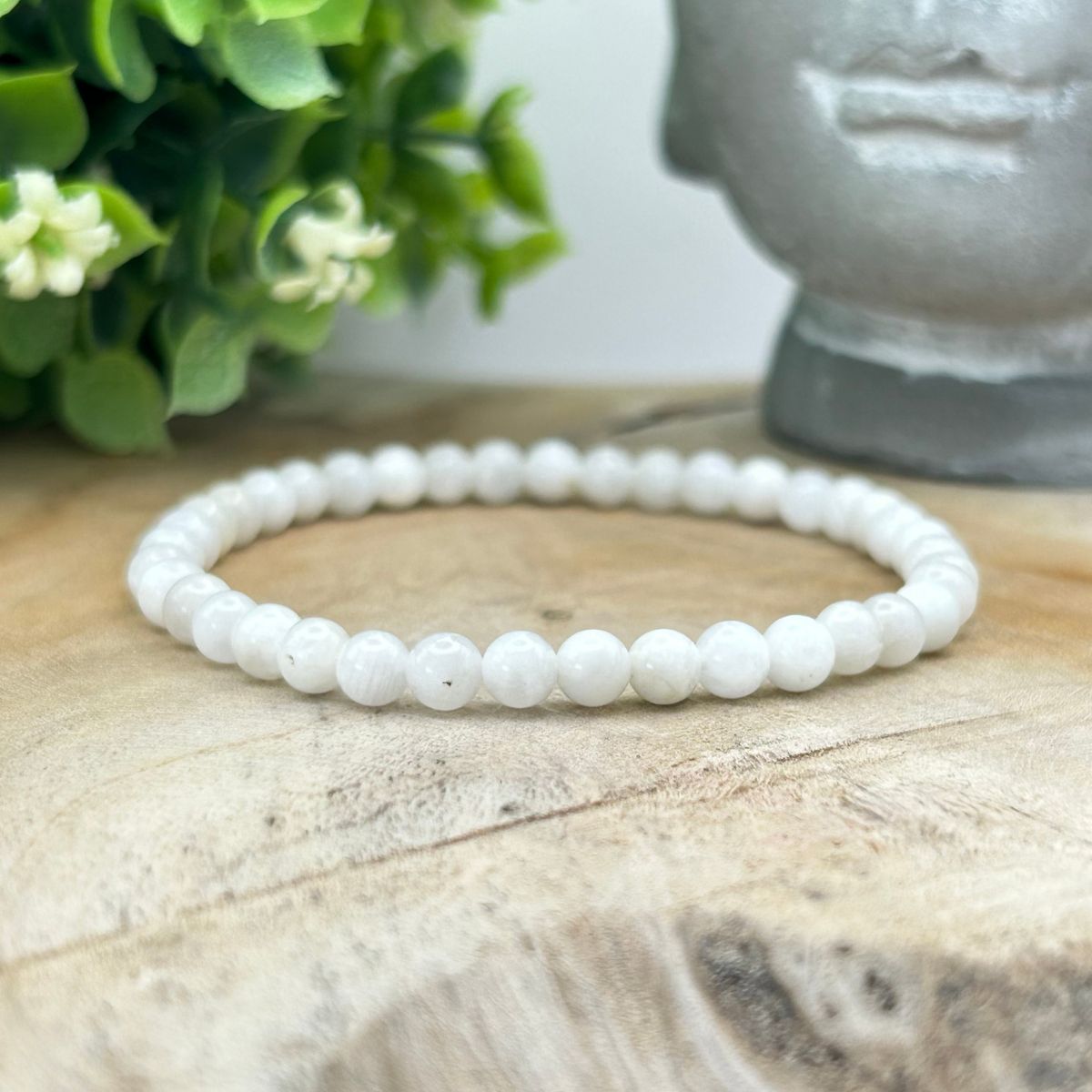 Bracelet 4mm - Pierre de Lune Blanche