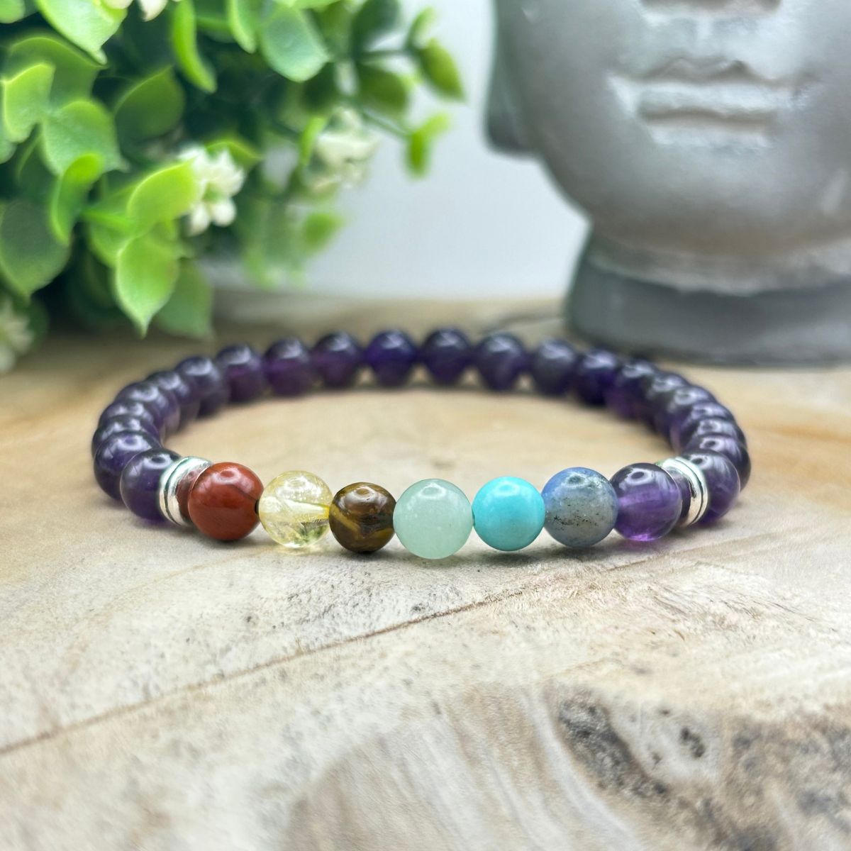 Bracelet 6mm - Améthyste 7 Chakras