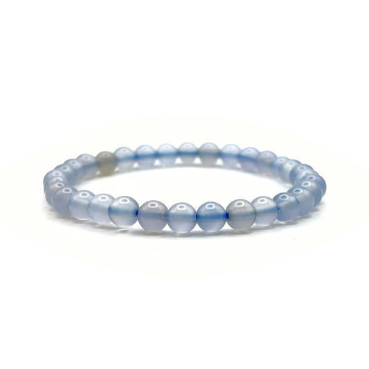 Bracelet 6mm - Calcédoine Bleue AAA