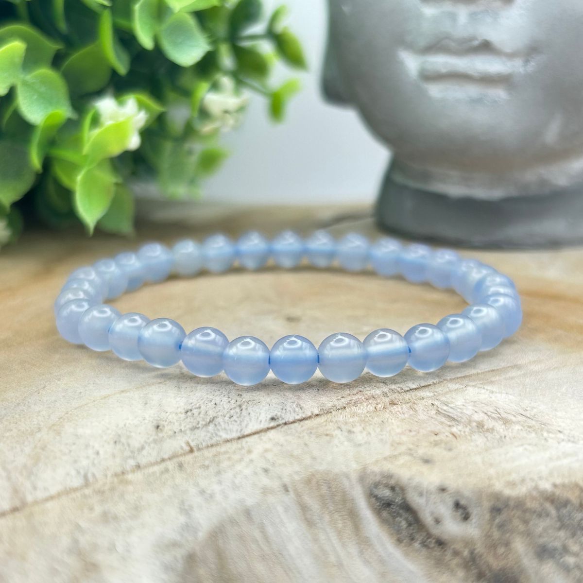 Bracelet 6mm - Calcédoine Bleue AAA