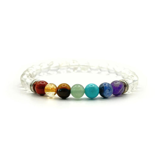 Bracelet 6mm - Cristal de Roche 7 Chakras