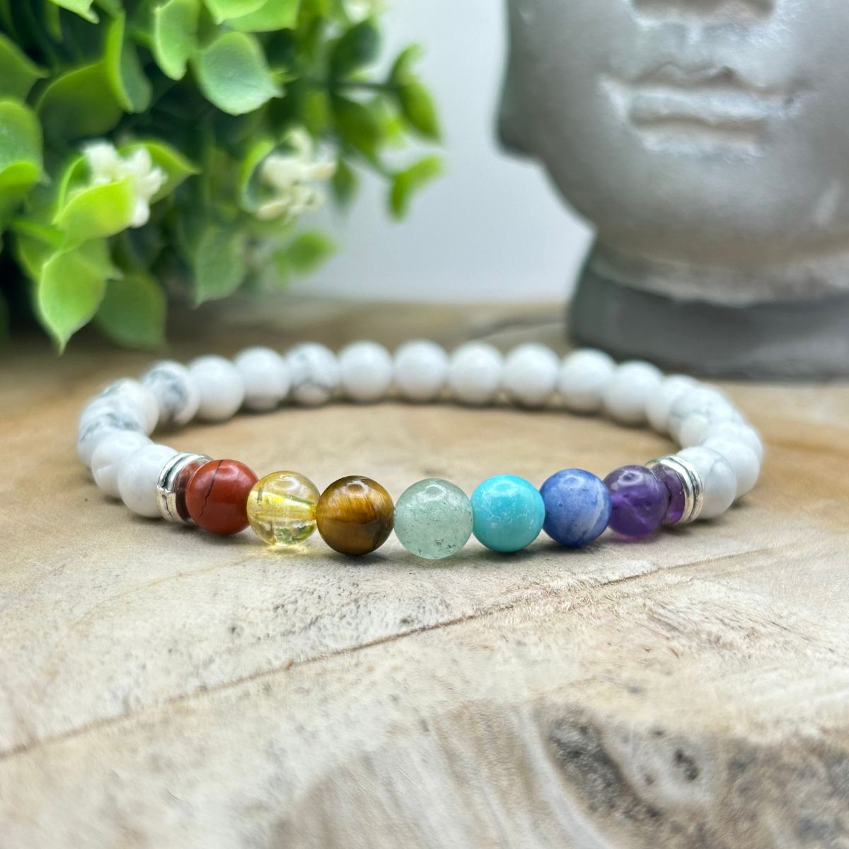 Bracelet 6mm - Howlite 7 Chakras