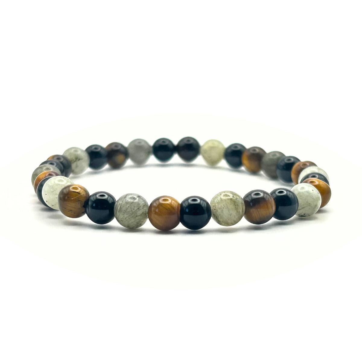 Bracelet 6mm - Labradorite, Œil de tigre et Onyx