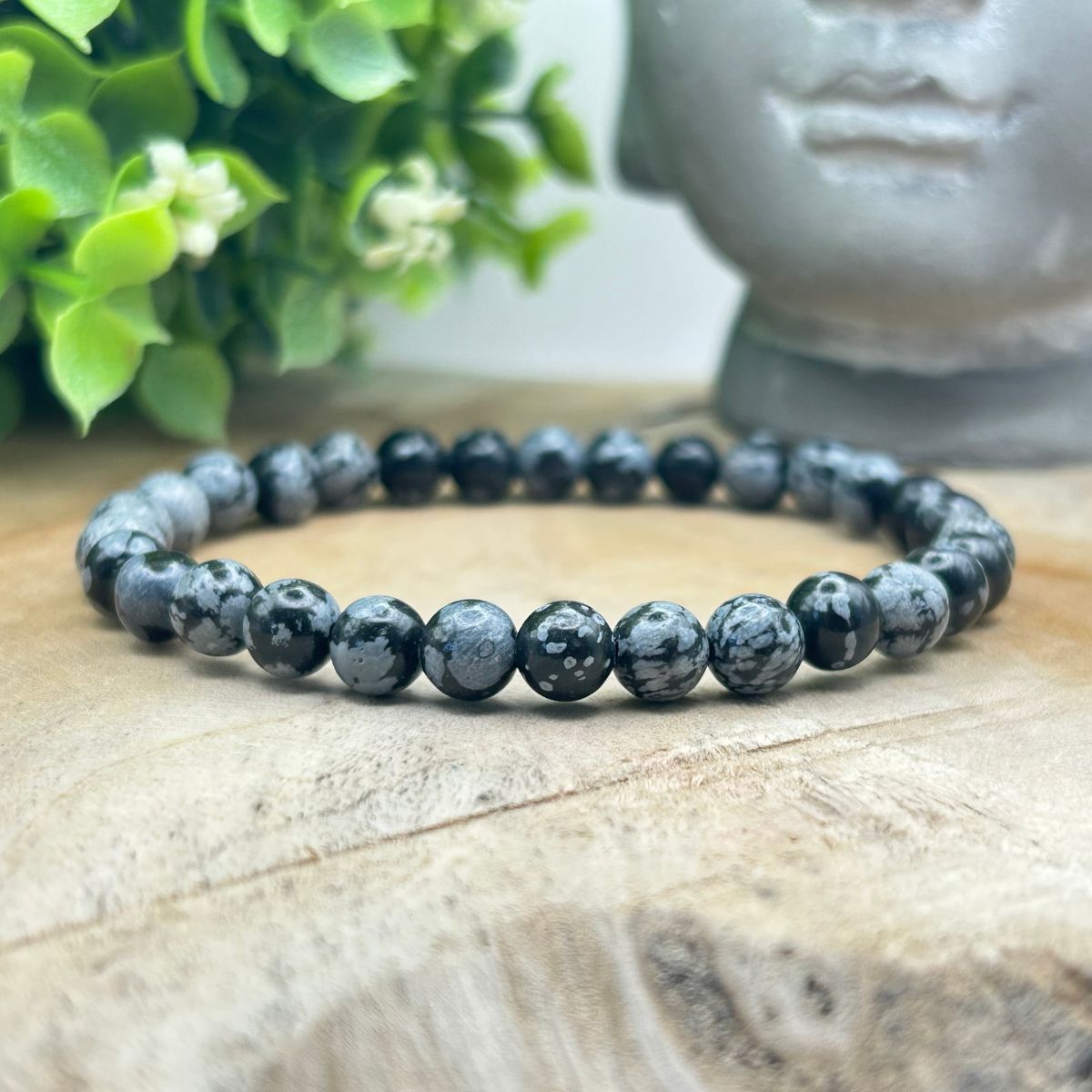 Bracelet 6mm - Obsidienne Flocon de Neige