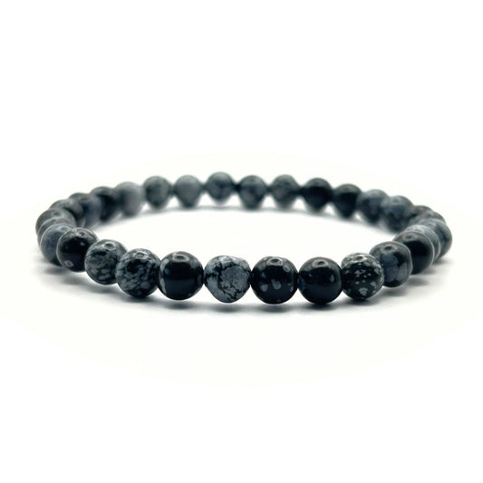 Bracelet 6mm - Obsidienne Flocon de Neige