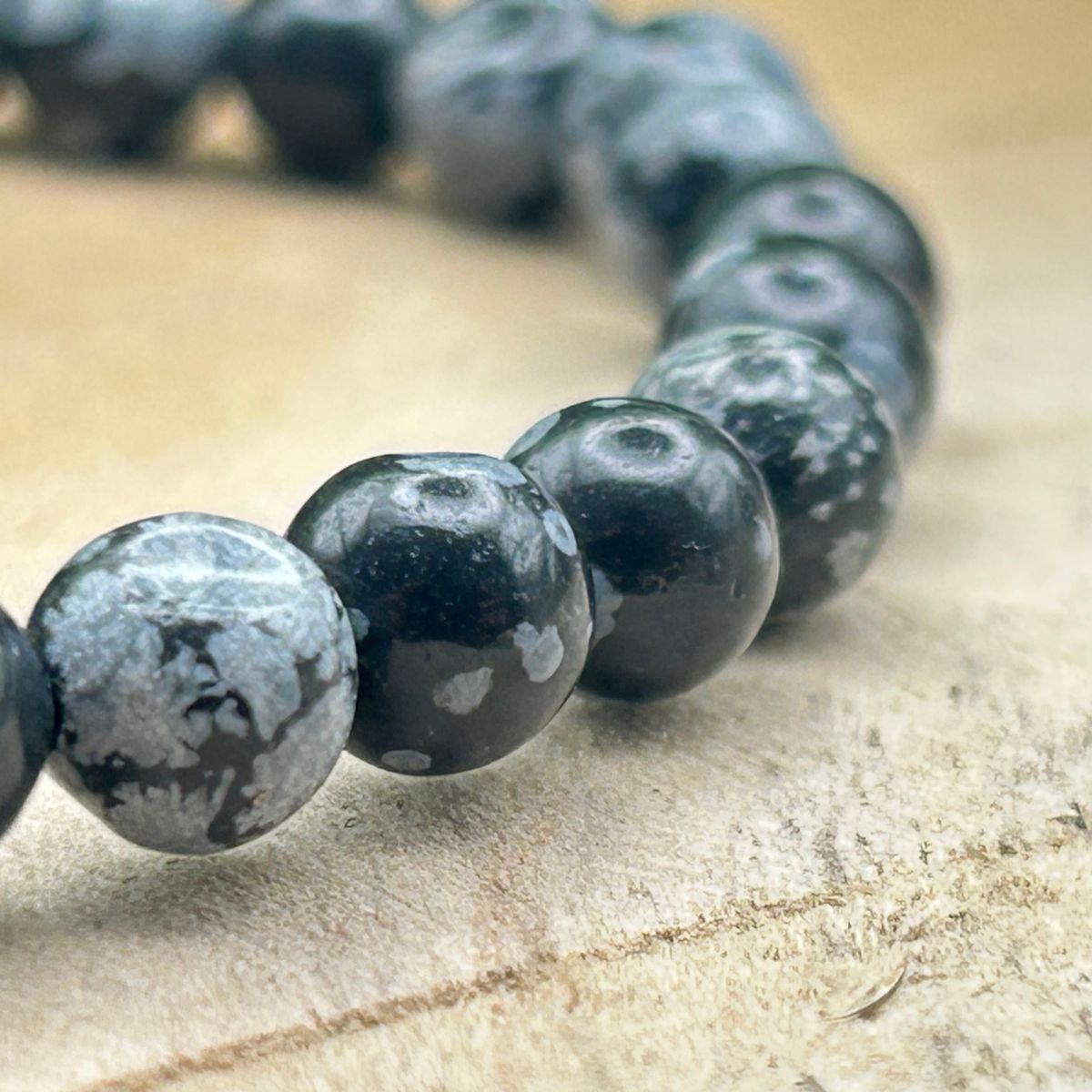 Bracelet 6mm - Obsidienne Flocon de Neige