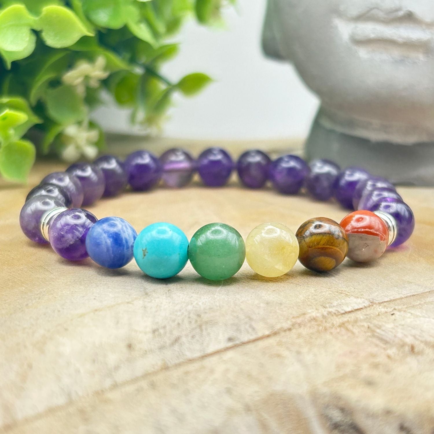 Bracelet 8mm - Améthyste 7 chakras