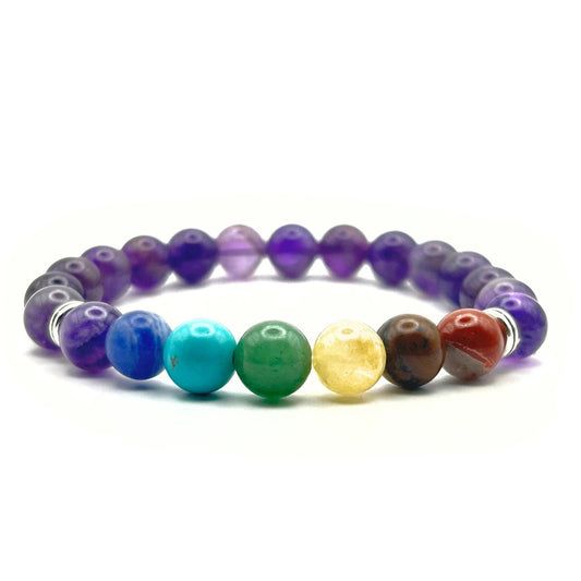 Bracelet 8mm - Améthyste 7 chakras