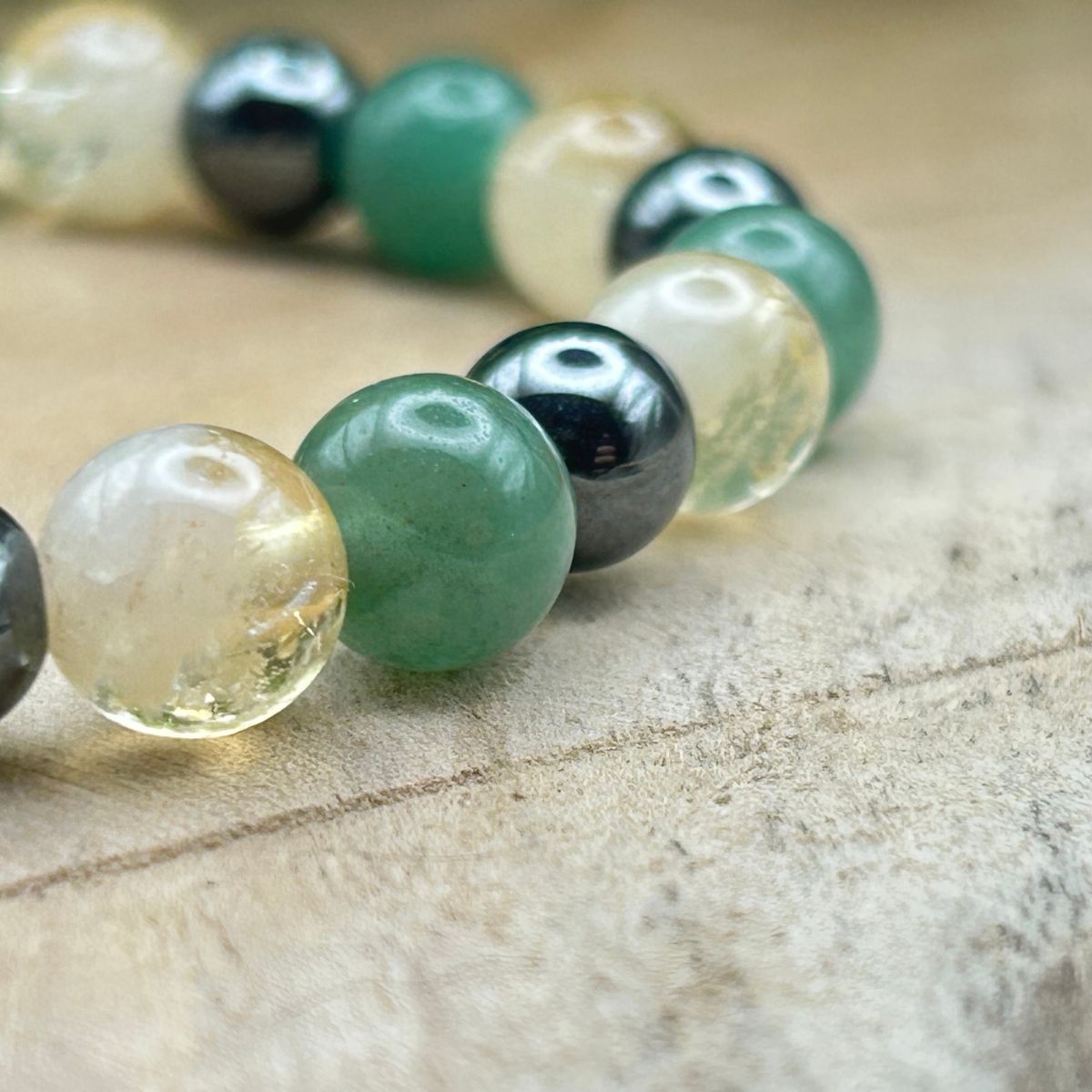 Bracelet 8mm - Citrine chauffée, Aventurine Verte et Hématite