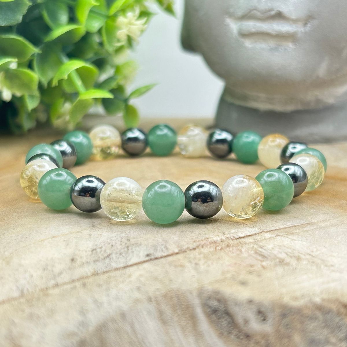 Bracelet 8mm - Citrine chauffée, Aventurine Verte et Hématite