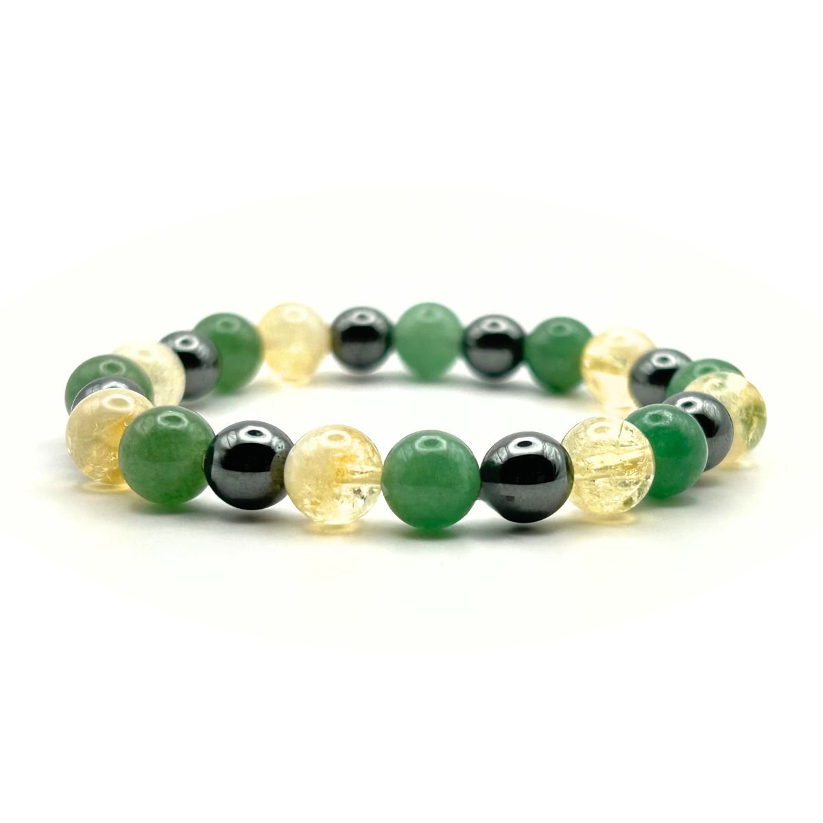 Bracelet 8mm - Citrine chauffée, Aventurine Verte et Hématite