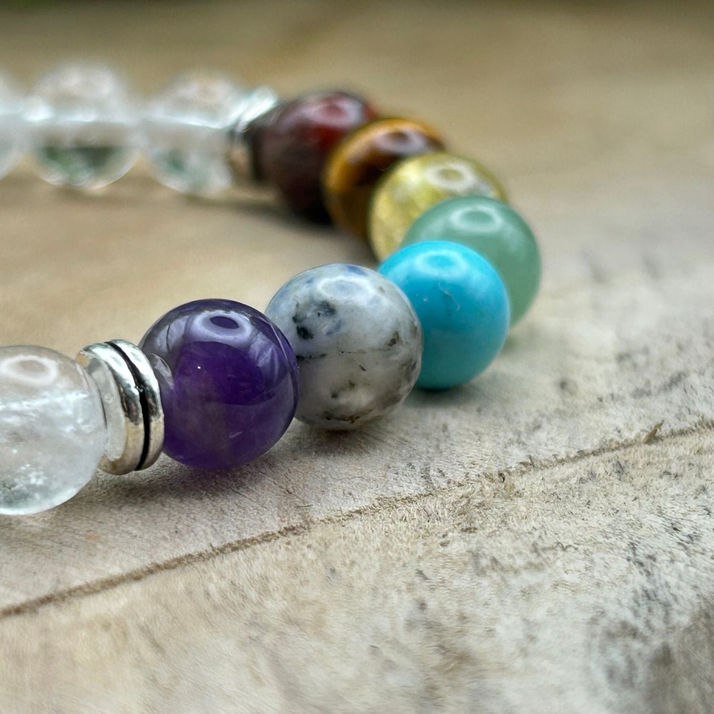 Bracelet 8mm - Cristal de Roche 7 Chakras