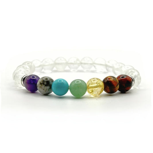 Bracelet 8mm - Cristal de Roche 7 Chakras