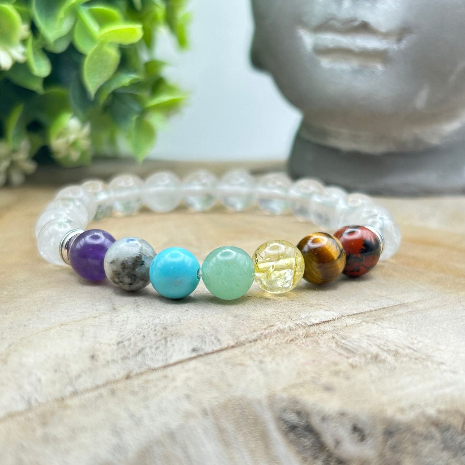 Bracelet 8mm - Cristal de Roche 7 Chakras