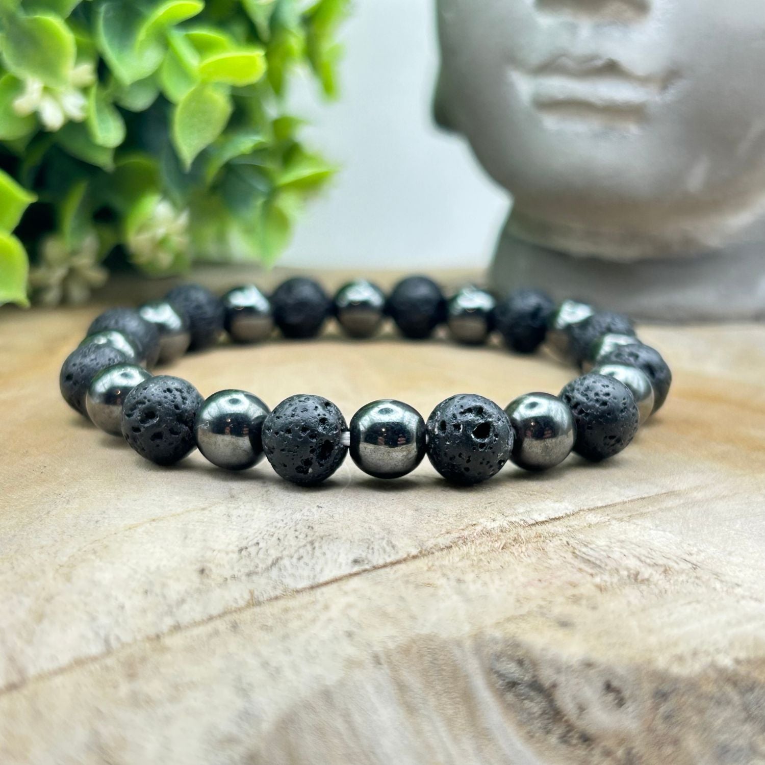 Bracelet 8mm - Hématite & Pierre de Lave