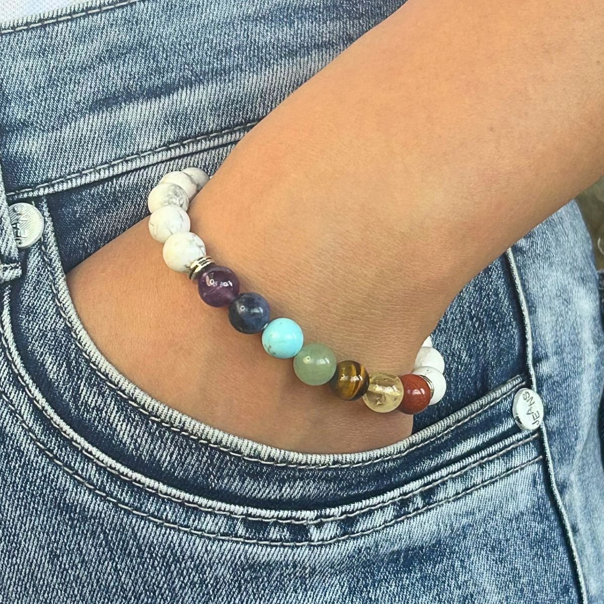 Bracelet 8mm - Howlite 7 chakras