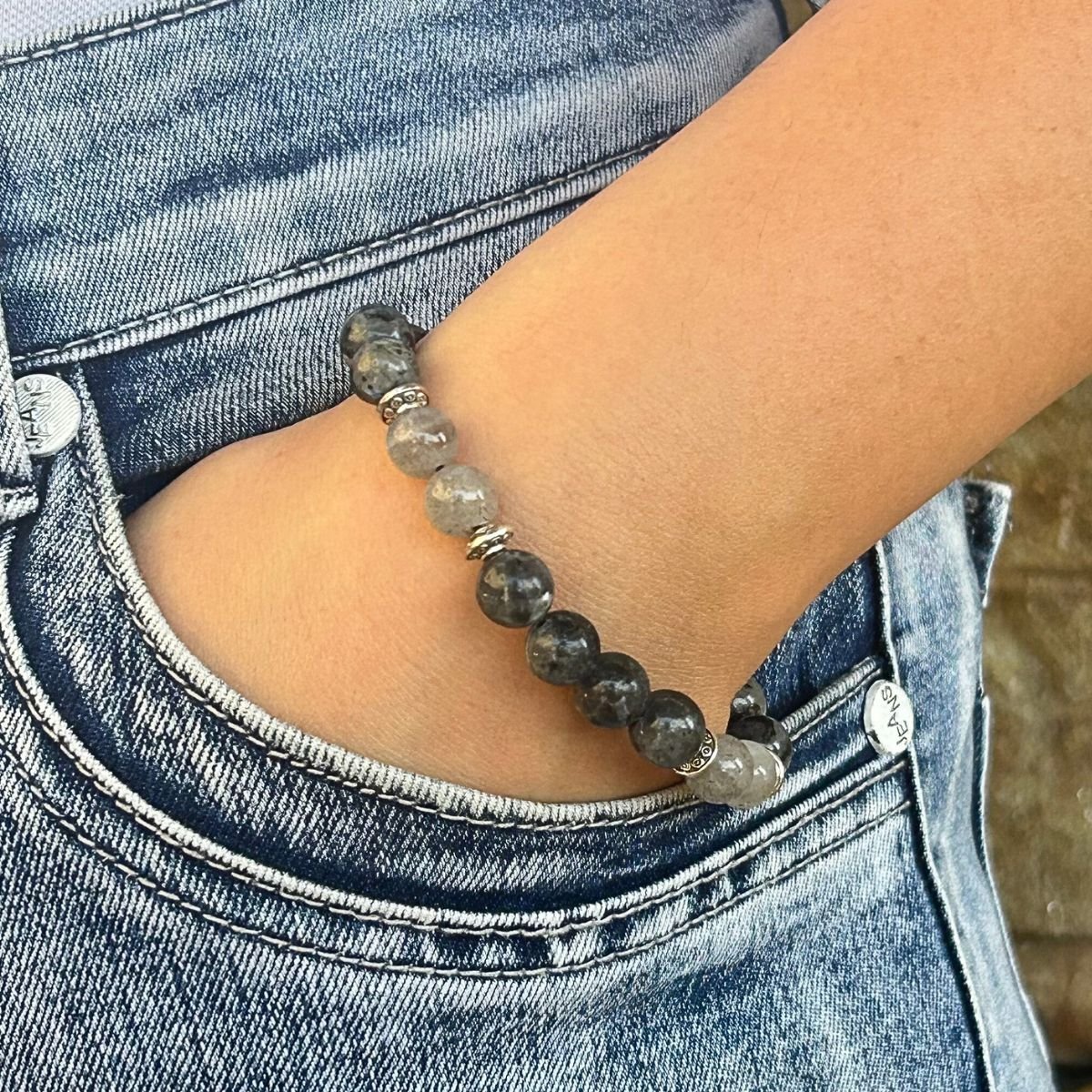 Bracelet 8mm - Labradorite et Larvikite