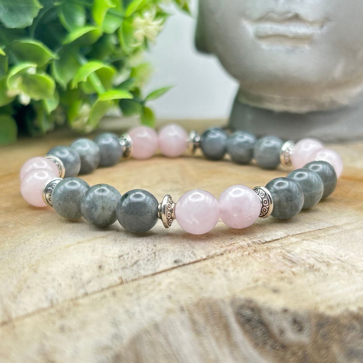 Bracelet 8mm - Labradorite et Quartz rose