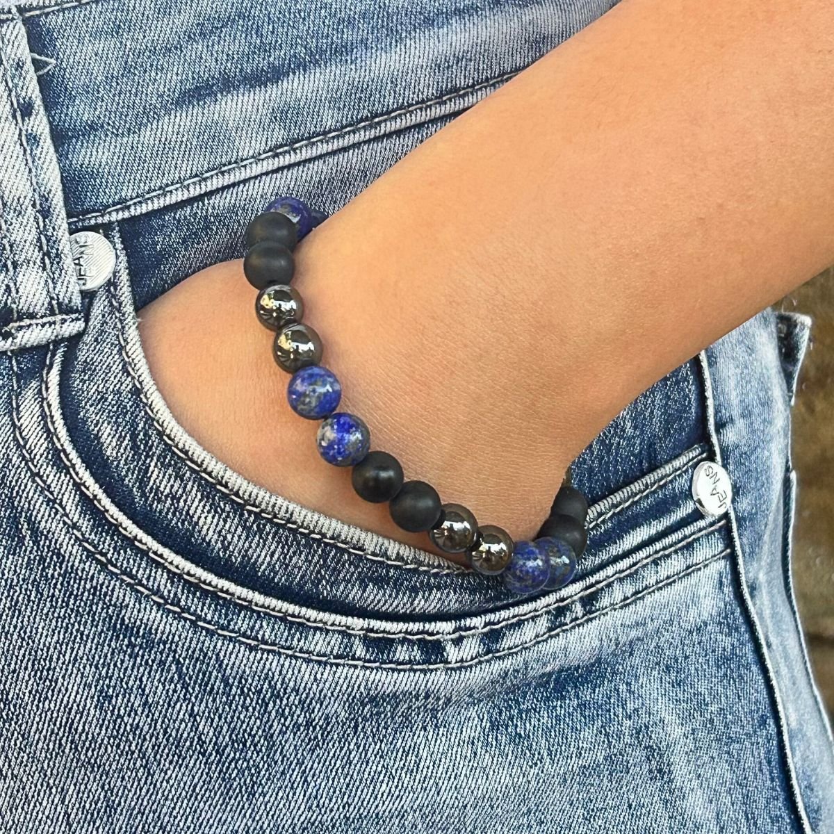 Bracelet 8mm - Lapis-Lazuli, Hématite, Onyx mate