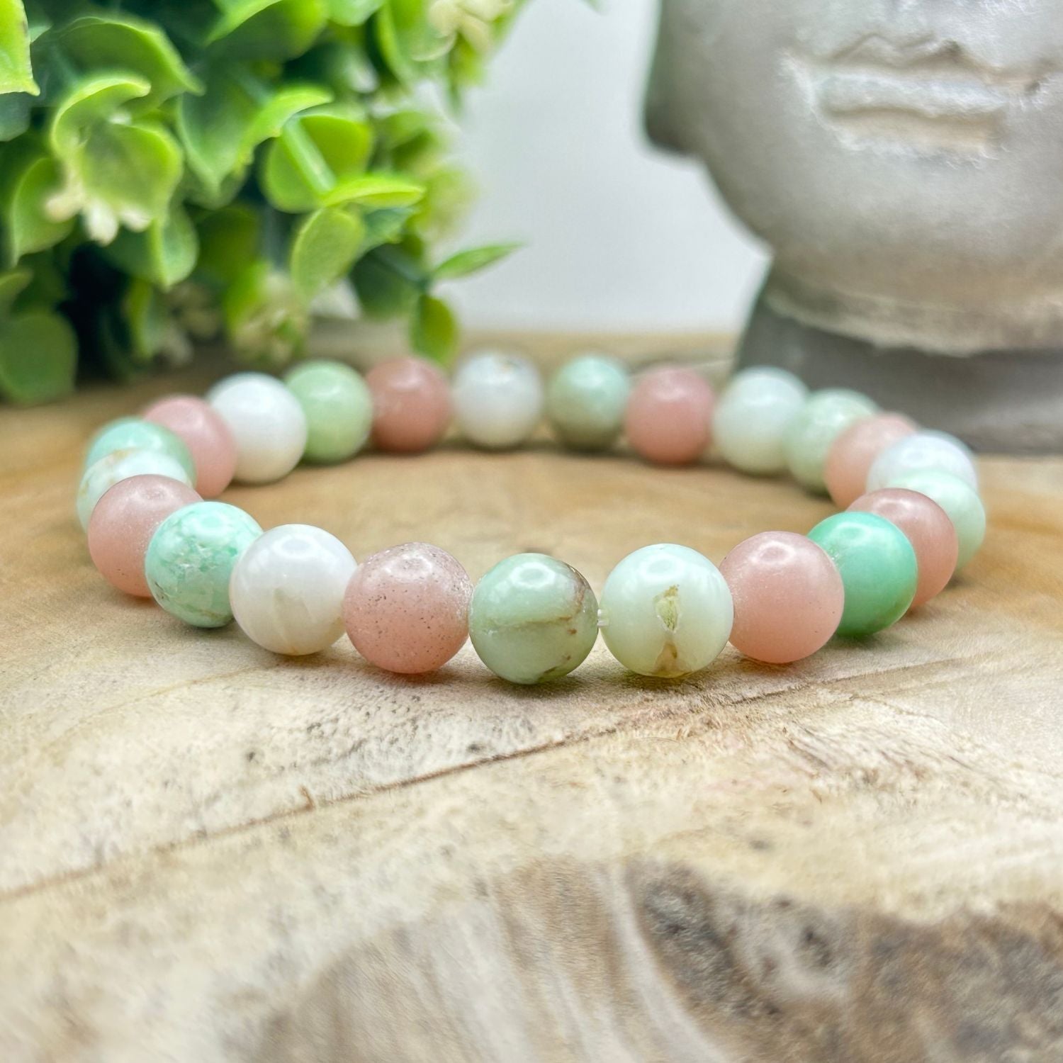 Bracelet 8mm - Opale rose & Chrysoprase AA