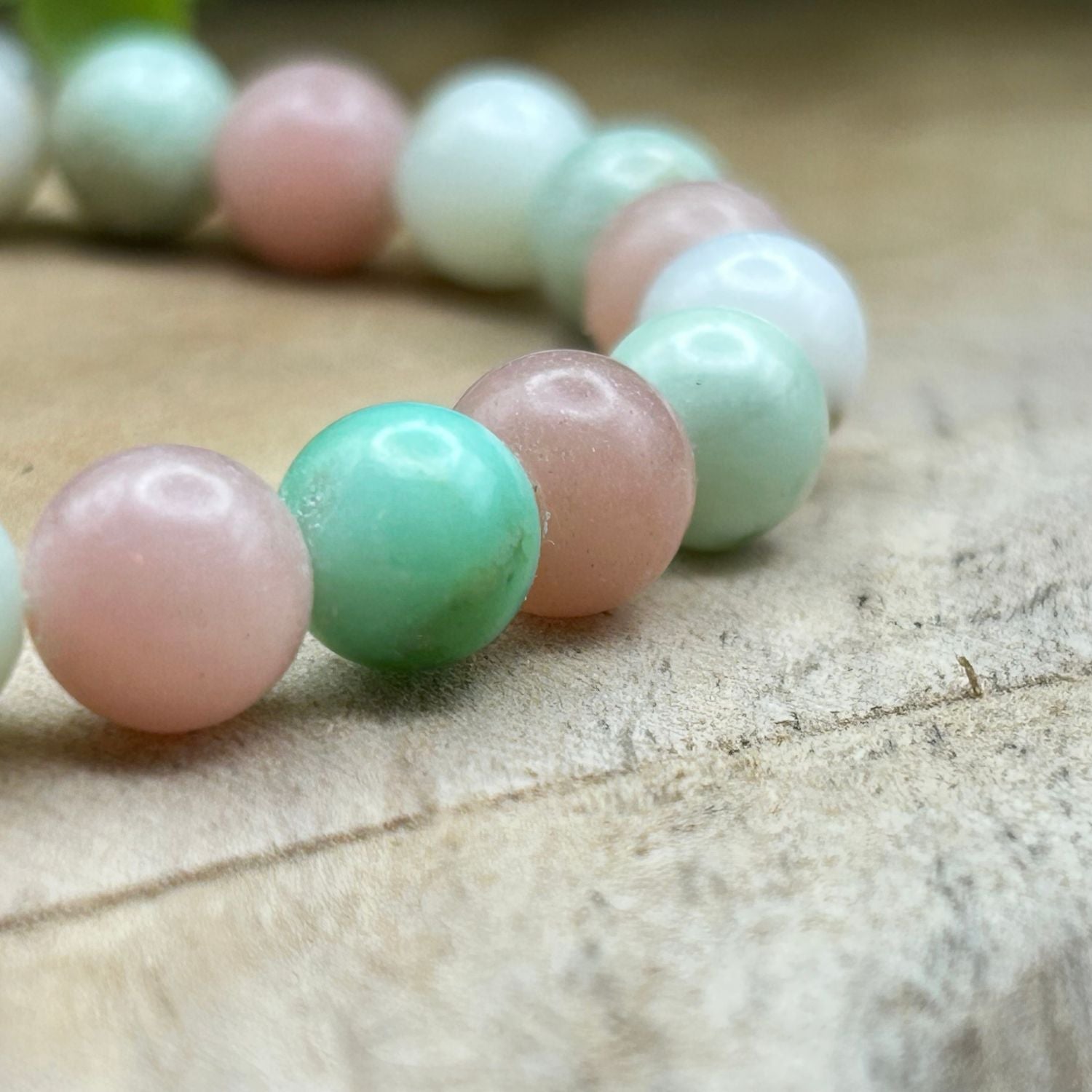 Bracelet 8mm - Opale rose & Chrysoprase AA