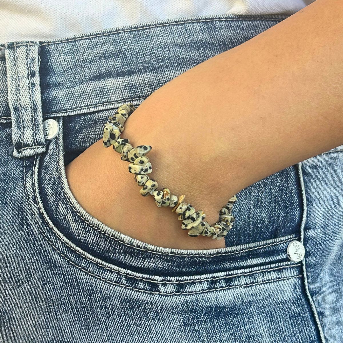 Bracelet chips - Jaspe Dalmatien