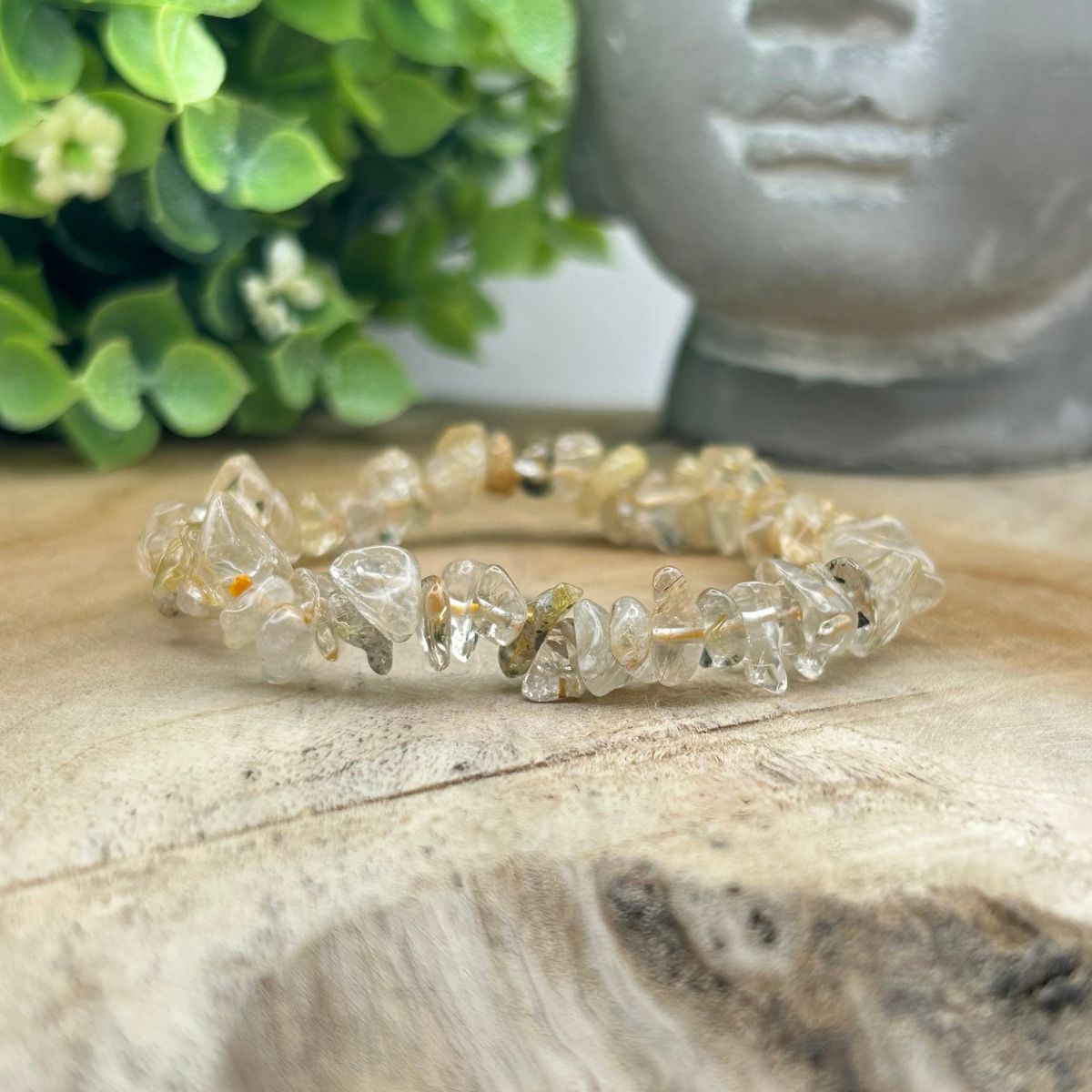 Bracelet chips - Quartz Cristal de Roche Rutile