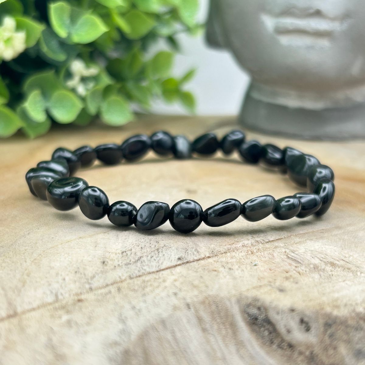 Bracelet Pierres Roulées - Obsidienne Noire